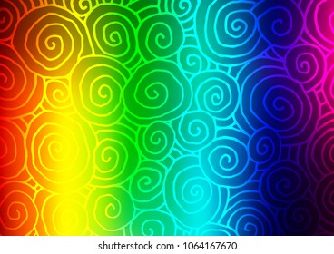 Light Multicolor, Rainbow vector natural elegant template. A vague abstract illustration with doodles in Indian style. The textured pattern can be used for website.