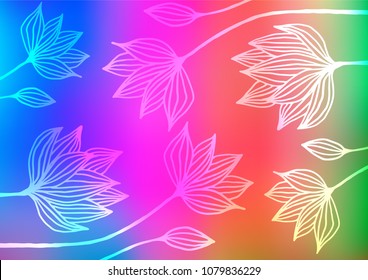 Light Multicolor, Rainbow vector natural elegant template. Shining colored illustration with doodles in Zen tangle style. The pattern can be used for heads of websites and designs.
