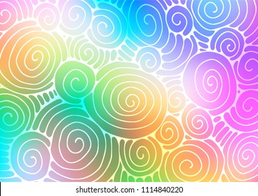 Light Multicolor, Rainbow vector natural abstract background. Decorative shining illustration with doodles on abstract template. The elegant pattern can be used as a part of a brand book.