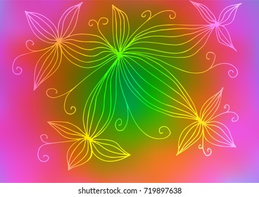 Light Multicolor, Rainbow vector natural elegant texture. Sketchy hand drawn doodles on blurred background. The pattern can be used for coloring books and pages for kids.