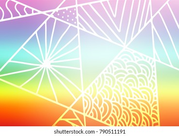 Light Multicolor, Rainbow vector natural elegant texture. Blurred decorative design in Indian style with Zen tangles. The best blurred design for your business.