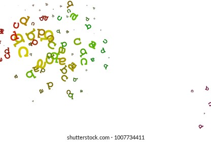 Light Multicolor, Rainbow vector pattern with ABC symbols. Colored alphabet signs with gradient on white background. The pattern can be used as ads, poster, banner for books.