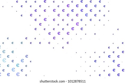 Light Multicolor, Rainbow vector pattern with symbols of Euro. Shining illustration with signs of Euro on abstract template. Smart design for your business advert of economic, wealth.