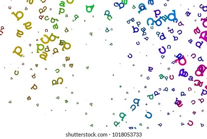 Light Multicolor, Rainbow vector pattern with ABC symbols. Abstract illustration with colored latin alphabet. Best design for your ad, poster, banner of college.