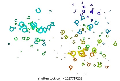 Light Multicolor, Rainbow vector pattern with ABC symbols. Abstract illustration with colored latin alphabet. Smart design for your business advert of university.