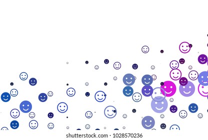Light Multicolor, Rainbow vector pattern with positive smiles. Decorative shining illustration with smiles on white template. Design for positive ad, poster, banner.