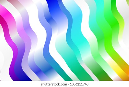 Light Multicolor, Rainbow vector pattern with bent ribbons. A vague abstract illustration with gradient. Pattern for your business design.