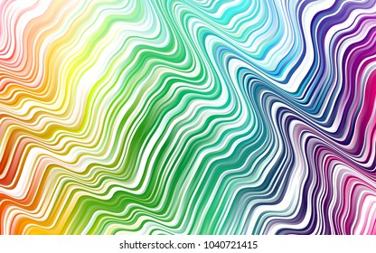 Light Multicolor, Rainbow vector pattern with bent lines. Blurred geometric sample with gradient bubbles.  Brand-new design for your ads, poster, banner.
