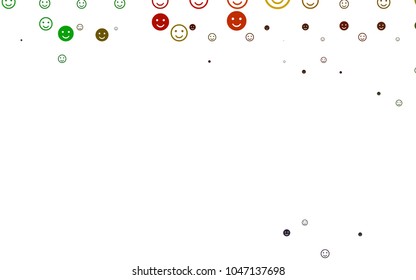Light Multicolor, Rainbow vector pattern with positive smiles. Illustration with set of smiles in simple style. Design for positive ad, poster, banner.
