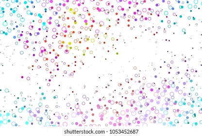 Light Multicolor, Rainbow vector  pattern with spheres. Beautiful colored illustration with blurred circles in nature style. Pattern can be used as texture of water, rain drops.