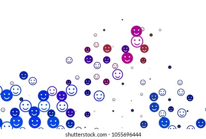 Light Multicolor, Rainbow vector pattern with positive smiles. Colorful gradient Smiles on white background. Pattern for ad, booklets, leaflets of celebrations.