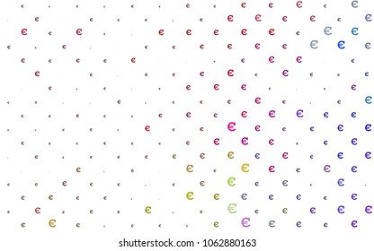 Light Multicolor, Rainbow vector pattern with symbols of Euro. Shining colored illustration with Euro signs, EUR. The pattern can be used for ad, booklets, leaflets of banks.