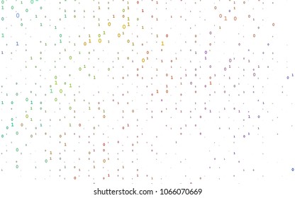 Light Multicolor, Rainbow vector pattern with Digit symbols. Illustration with Numeral symbols on abstract template. Best design for your ad, poster, banner of math college.
