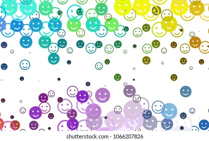 Light Multicolor, Rainbow vector pattern with positive smiles. Decorative shining illustration with smiles on white template. Pattern for ad, booklets, leaflets of celebrations.