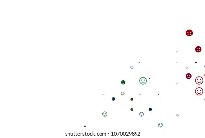 Light Multicolor, Rainbow vector pattern with positive smiles. Beautiful colored illustration with smiles in simple style. Pattern for parties, gifts, congratulations.