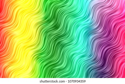 Light Multicolor, Rainbow vector pattern with bent lines. Geometric illustration in marble style with gradient.  A completely new template for your business design.