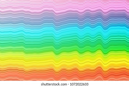 Light Multicolor, Rainbow vector pattern with curved lines. Creative illustration in halftone marble style with gradient. The best blurred design for your business.