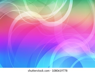 Light Multicolor, Rainbow vector pattern with bubble shapes. Glitter abstract illustration with wry lines. The elegant pattern for brand book.