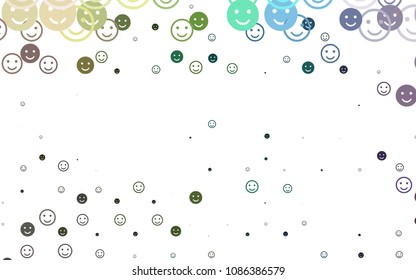 Light Multicolor, Rainbow vector pattern with positive smiles. Beautiful colored illustration with smiles in simple style. Template for cheerful greeting postcards.