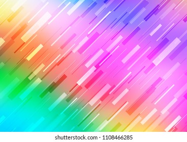 Light Multicolor, Rainbow vector pattern with narrow lines. Lines on blurred abstract background with gradient. The pattern can be used as ads, poster, banner for commercial.