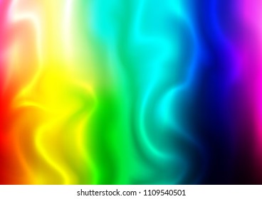 Light Multicolor, Rainbow vector pattern with bent ribbons. Shining illustration, which consist of blurred lines, circles. Pattern for your business design.