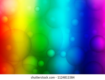 Light Multicolor, Rainbow vector pattern with spheres. Beautiful colored illustration with blurred circles in nature style. Completely new template for your brand book.