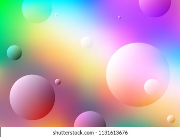 Light Multicolor, Rainbow vector pattern with spheres. Blurred decorative design in abstract style with bubbles. Pattern can be used as texture of water, rain drops.