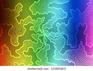 Light Multicolor, Rainbow vector pattern with lines, ovals. Modern gradient abstract illustration with bandy lines. Textured wave pattern for backgrounds.