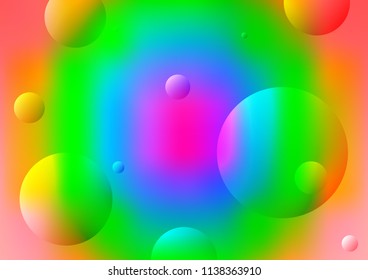 Light Multicolor, Rainbow vector pattern with spheres. Blurred bubbles on abstract background with colorful gradient. The pattern can be used for aqua ad, booklets.