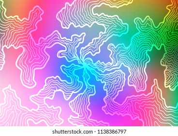 Light Multicolor, Rainbow vector pattern with bubble shapes. Colorful abstract illustration with gradient lines. Marble style for your business design.