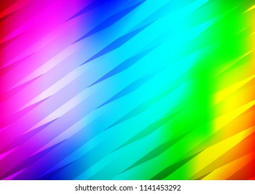 Light Multicolor, Rainbow vector pattern with narrow lines. Shining colored illustration with narrow lines. Best design for your ad, poster, banner.