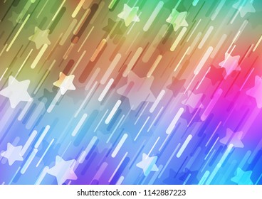 Light Multicolor, Rainbow vector pattern with narrow lines. Glitter abstract illustration with colored sticks. Best design for your ad, poster, banner.