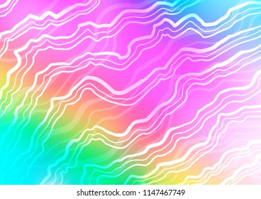 Light Multicolor, Rainbow vector pattern with lines, ovals. Blurred geometric sample with gradient bubbles.  A completely new template for your business design.