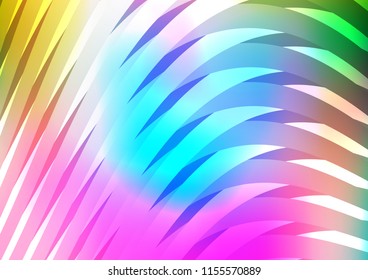 Light Multicolor, Rainbow vector pattern with narrow lines. Decorative shining illustration with lines on abstract template. The template can be used as a background.
