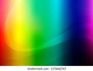 Light Multicolor, Rainbow vector pattern with wave shapes. Colorful illustration in abstract liquid style with gradient. The best blurred design for your business.