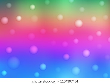 Light Multicolor, Rainbow vector pattern with spheres. Blurred bubbles on abstract background with colorful gradient. The pattern can be used for beautiful websites.