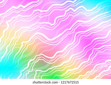 Light Multicolor, Rainbow vector pattern with curved circles. Modern gradient abstract illustration with bandy lines. A new texture for your  ad, booklets, leaflets.