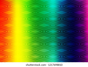 Light Multicolor, Rainbow vector pattern with lines, rectangles. Glitter abstract illustration with colorful lines, rhombuses. Pattern for business booklets, leaflets.