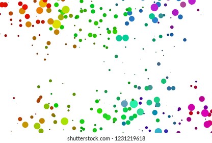 Light Multicolor, Rainbow vector pattern with spheres. Blurred bubbles on abstract backdrop with colorful gradient. Template for your brand book.