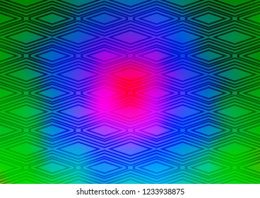 Light Multicolor, Rainbow vector pattern with lines, rectangles. Glitter abstract illustration with colorful lines, rhombuses. Pattern for ads, posters, banners.