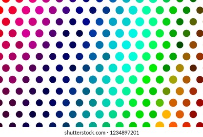 Light Multicolor, Rainbow vector pattern with spheres. Blurred decorative design in abstract style with bubbles. Pattern for ads, booklets.