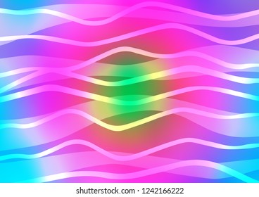 Light Multicolor, Rainbow vector pattern with narrow lines. Lines on blurred abstract background with gradient. The template can be used as a background.