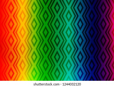 Light Multicolor, Rainbow vector pattern with lines, rectangles. Colorful illustration with lines, cubes on abstract template. Pattern for ads, posters, banners.