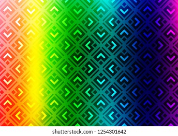 Light Multicolor, Rainbow vector pattern with lines, rectangles. Colorful decorative design in simple style with lines, rhombuses. Best design for your ad, poster, banner.