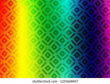 Light Multicolor, Rainbow vector pattern with lines, rectangles. Glitter abstract illustration with colorful lines, rhombuses. Backdrop for TV commercials.