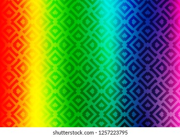 Light Multicolor, Rainbow vector pattern with lines, rectangles. Glitter abstract illustration with colorful lines, rhombuses. Pattern for websites, landing pages.
