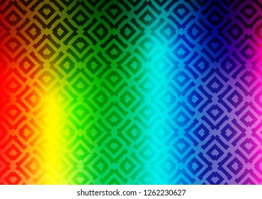 Light Multicolor, Rainbow vector pattern with lines, rectangles. Glitter abstract illustration with colorful lines, rhombuses. Backdrop for TV commercials.