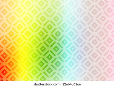 Light Multicolor, Rainbow vector pattern with lines, rectangles. Glitter abstract illustration with colorful lines, rhombuses. Smart design for your business advert.