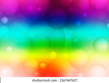 Light Multicolor, Rainbow vector pattern with spheres. Illustration with set of shining colorful abstract circles. Pattern can be used as texture of water, rain drops.