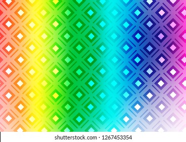 Light Multicolor, Rainbow vector pattern with lines, rectangles. Glitter abstract illustration with colorful lines, rhombuses. Smart design for your business advert.